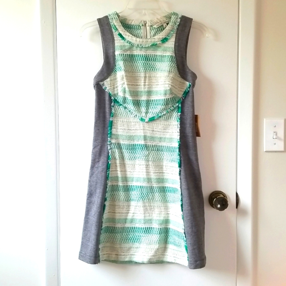 New Rachel Roy LA Story Tide Pool Combo Teal, Turquoise, cream and Grey Dress